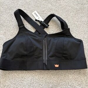 SHEFIT Ultimate Sports Bra Womens 1Luxe 1XL Black High Impact Zip Front Support